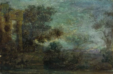Landskab med ruin